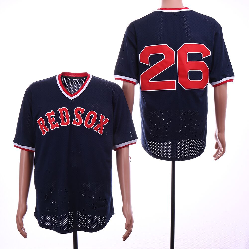 Men Boston Red Sox 26 Boggs Blue Throwback MLB Jerseys